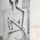 Љубинко Шошанић, Полуакт са параваном, 1956, оловка/папир, 12x26cm